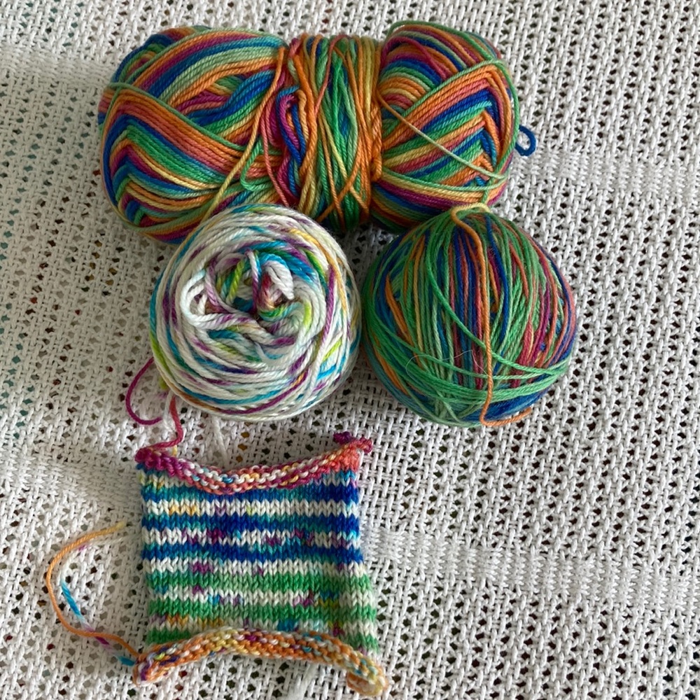 Sock yarn | Rainbow hand dyed and commercially dyed fingering weight yarn
